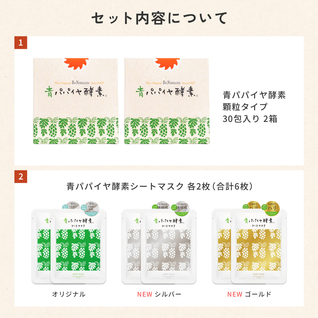【23%OFF】NEWシートマスク+青パパイヤ酵素セット