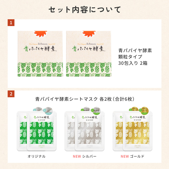 【23%OFF】NEWシートマスク+青パパイヤ酵素セット