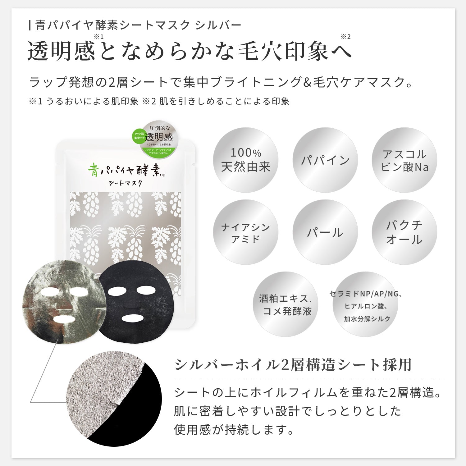 青パパイヤ酵素 シートマスク シルバー – 青パパイヤ酵素公式